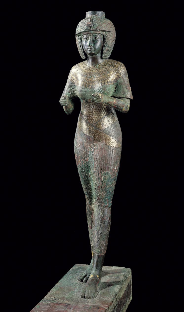 Kutsal Adoratress Karomama Heykeli, Üçüncü Ara Dönem (altın, gümüş ve elektrum ile bronz) (ayrıca bkz. 127647) by Egyptian 22nd Dynasty