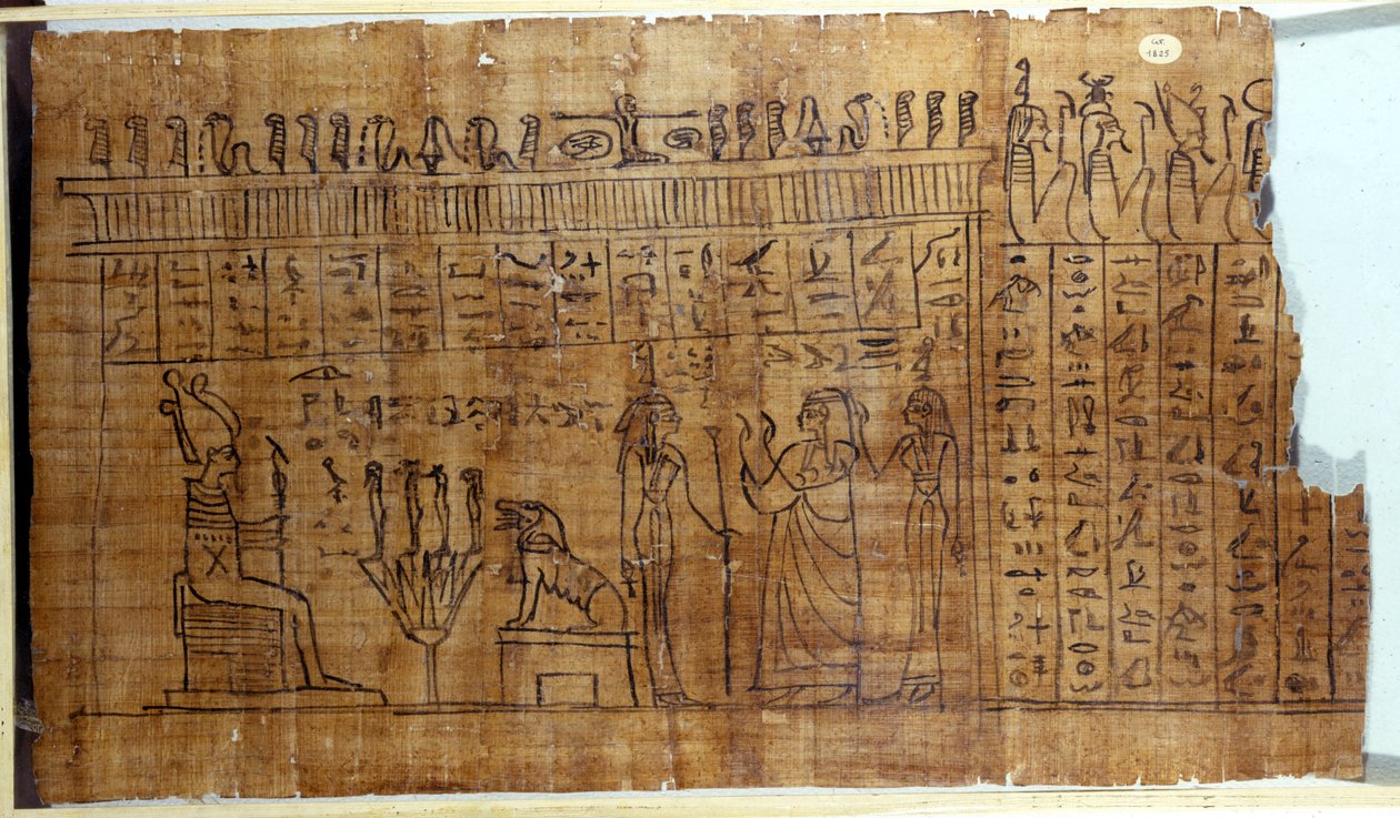 Ölüler Kitabı: 22. hanedanın bir papirüsündeki Mısır hiyeroglifi. MÖ 9. yüzyıl. Torino, Mısır Müzesi. by Egyptian 22nd Dynasty