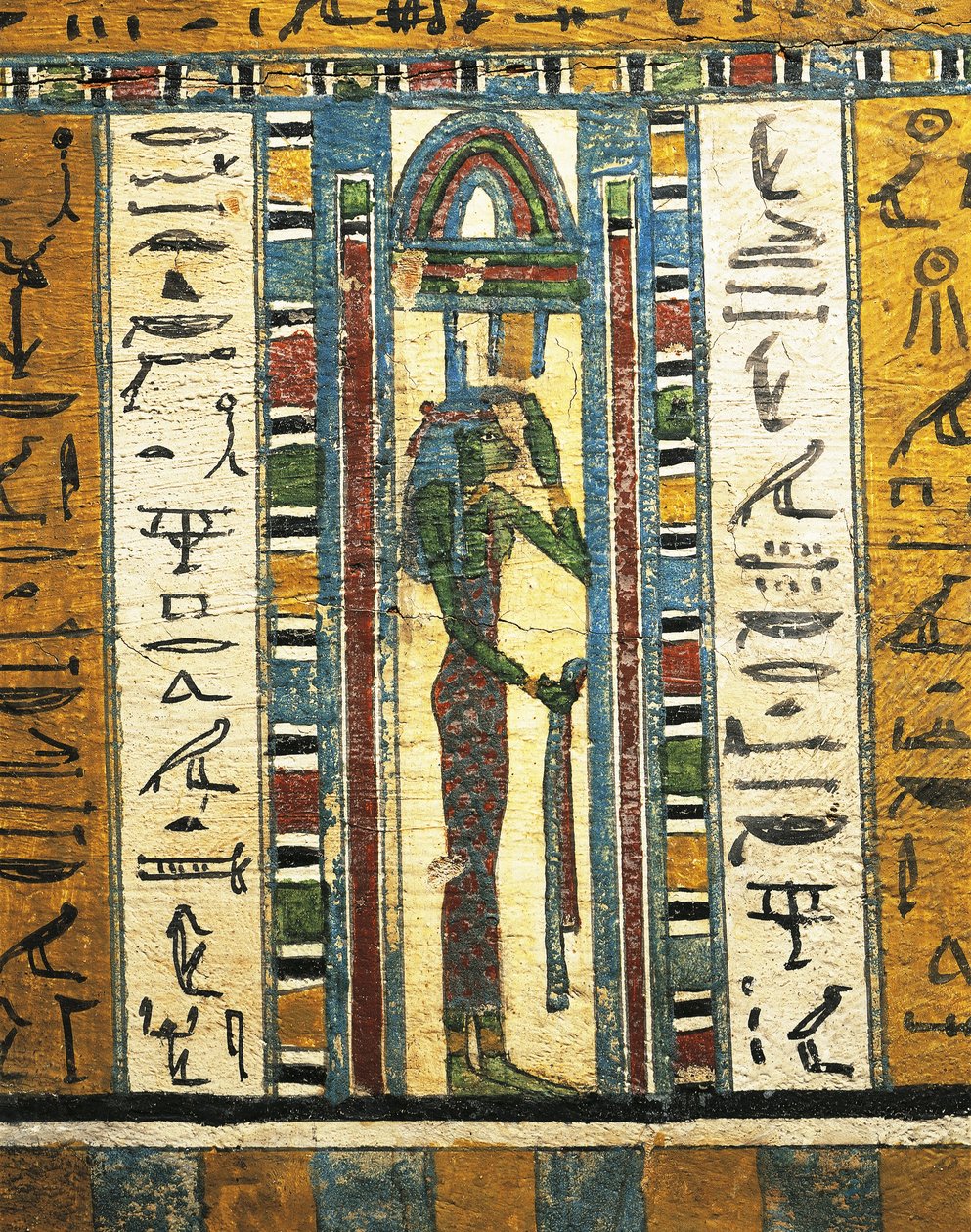 Thebes, Usai Lahdi'nden tanrıça İsis'i tasvir eden sıvalı ve boyalı ahşap panel by Egyptian 26th Dynasty