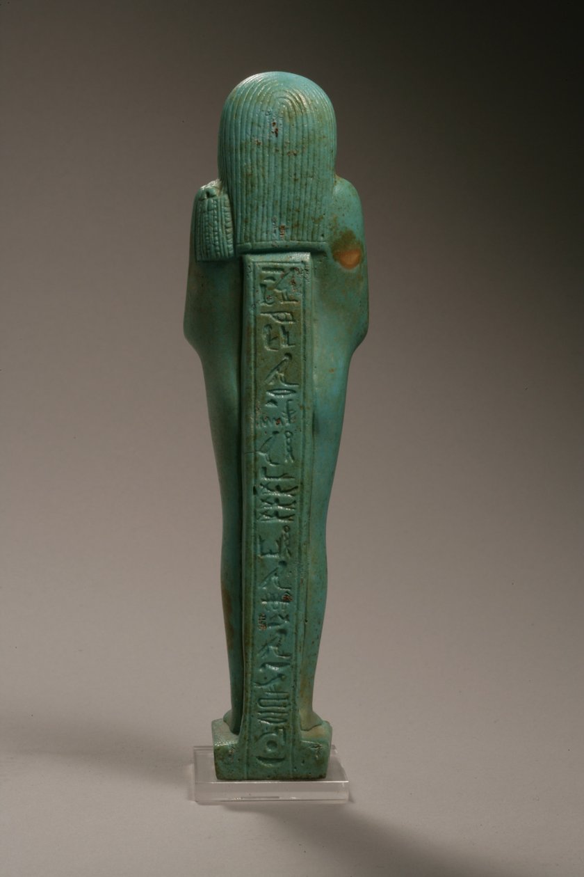 Filo Amirali Hekaemsaf için bir Ushabti figürünün arkadan görünüşü, Amasis saltanatı, MÖ 570-526 (fayans) (ön için 270355