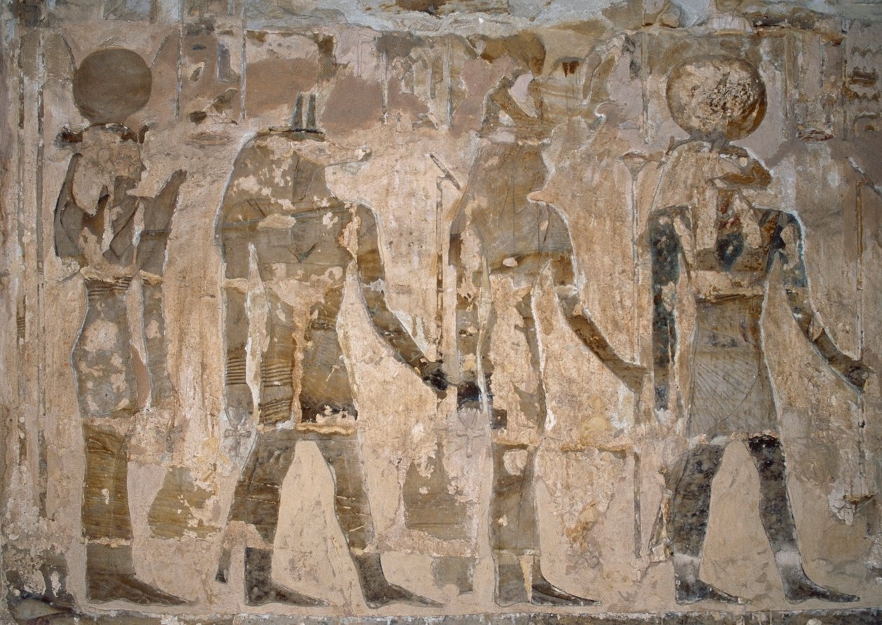 Duvar resimleri, Ain El Meftla Tapınağı, Bahariya Vahası, Giza, Mısır, 26. Hanedan (MÖ 663-525) by Egyptian 26th Dynasty