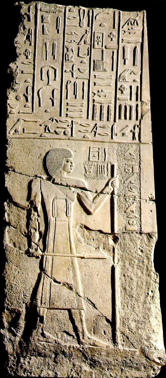 Panel, Aa-akhti, hiyeroglifler ve bir figür, geç 3. Hanedan (kireçtaşı) by Egyptian 3rd Dynasty