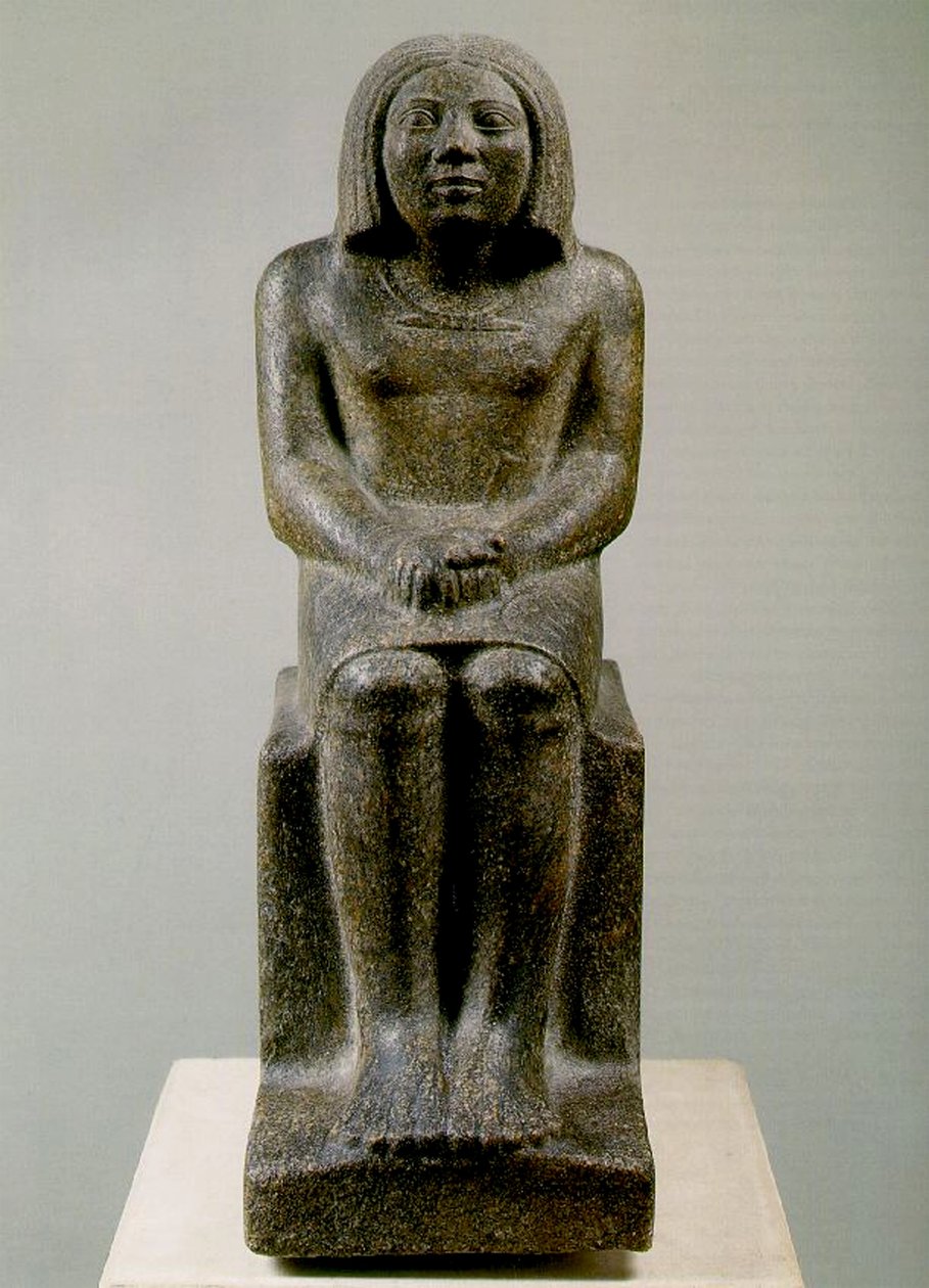 Oturan Erkek Figürü, Mısır, Ankh, 3. Hanedan (porfiroid granit) by Egyptian 3rd Dynasty
