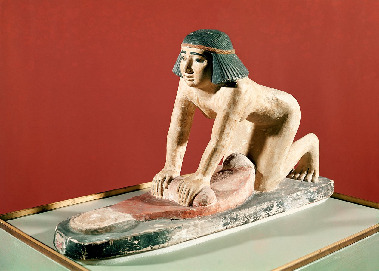 Tahıl öğüten bir kadın modeli, Eski Krallık (çok renkli taş) by Egyptian 5th Dynasty
