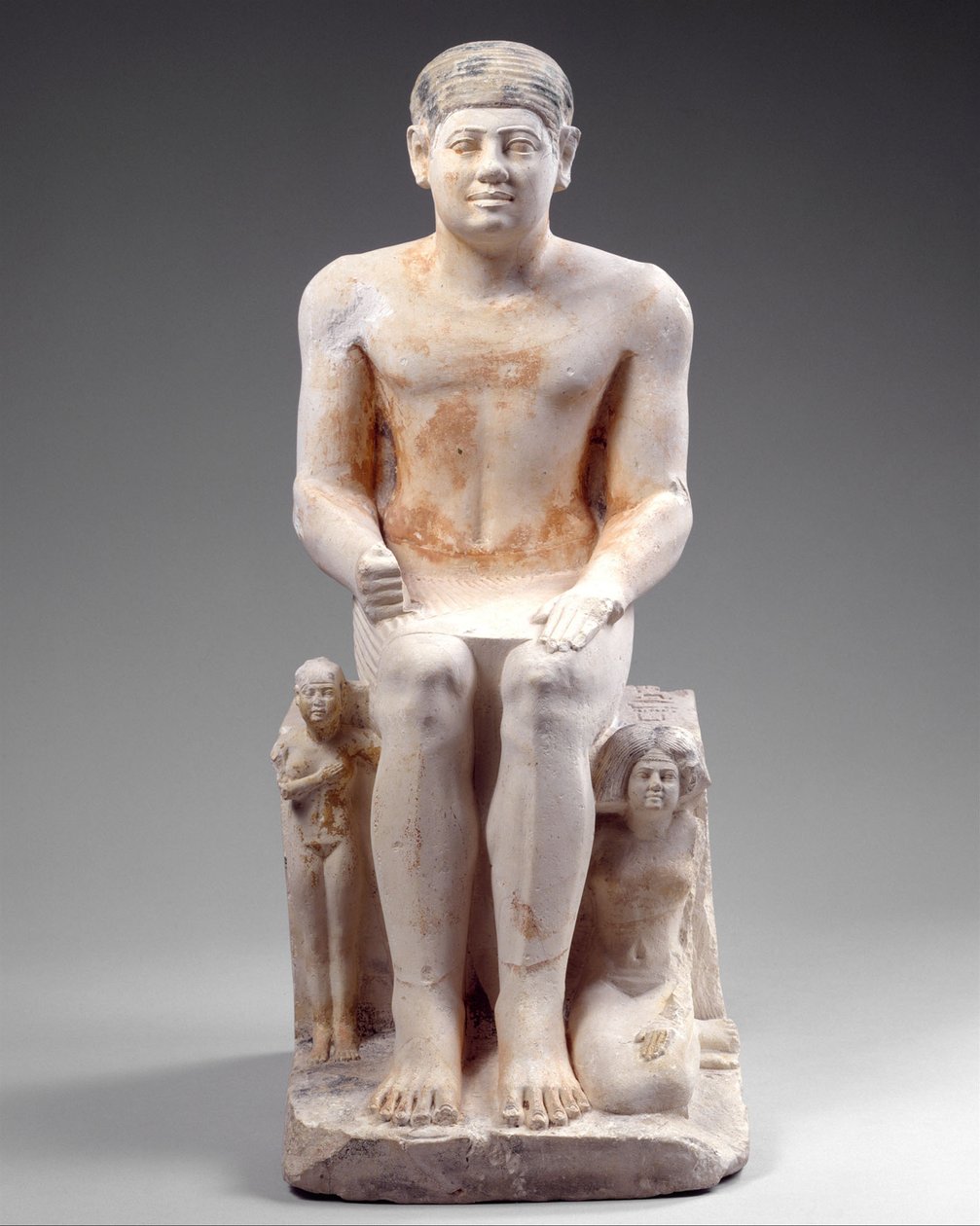 Nikare, Karısı ve Kızı ile, c.2420-2389 M.Ö. (boyalı kireçtaşı) by Egyptian 5th Dynasty
