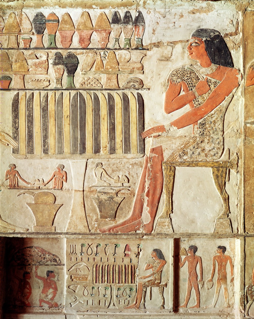 Bir yemek masasının önünde ölen, Mısır, Eski Krallık (duvar resmi) by Egyptian 5th Dynasty