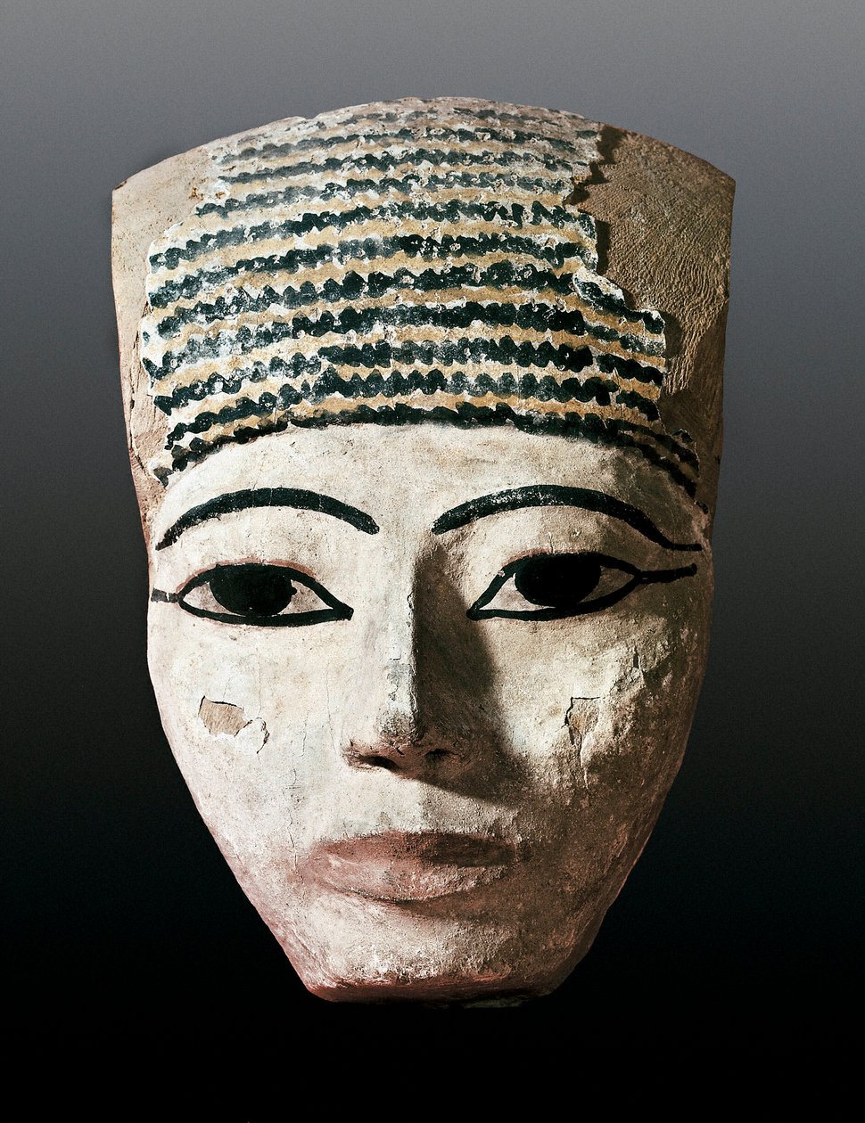 Antik Mısır: Bir Mısır lahitinin portresi. 17.-12. yüzyıl av JC. Çok renkli ahşap oyma. Montserrat Monistrol, Montserrat Müzesi. by Egyptian Egyptian