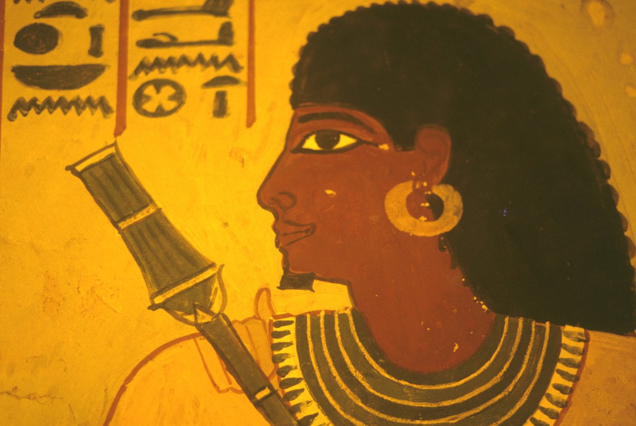 Antik Mısır, Duvar resmi/duvar resmi/fresk, Sennufer#39;in Mezarı, Thebes/Luksor, Sennufer#39;in elinde asa, Thebes Belediye Başkanı, Amenophis II#39;nin gözetmeni by Egyptian Egyptian