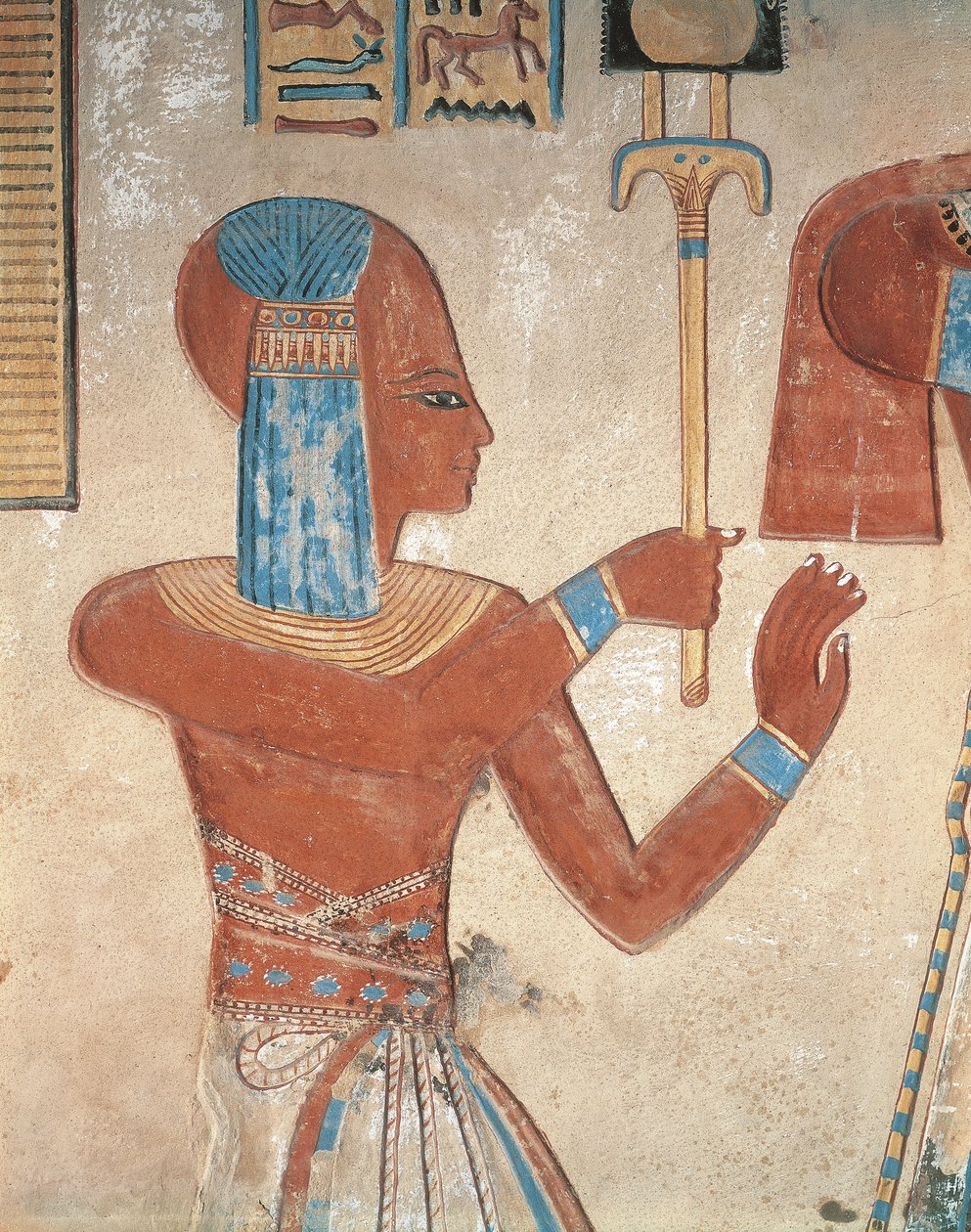 Mısır, Antik Thebes, Kraliçeler Vadisi, Amonherkhopeshef Mezarı'nda ölü prensin kabartmasını boyadı by Egyptian Egyptian