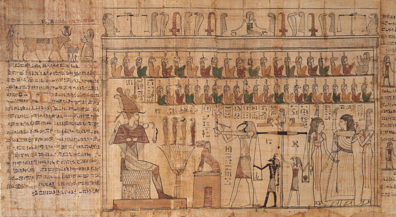 Tsekhon'un ölüler kitabı, detay, ruhların tartılması (psikostaz), -664 ila -332 (papirüs) by Egyptian Egyptian