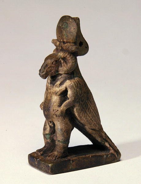 Koç başlı, cüce gövdeli ve şahin sırtlı kompozit tanrı (fayans) by Egyptian Ptolemaic Period