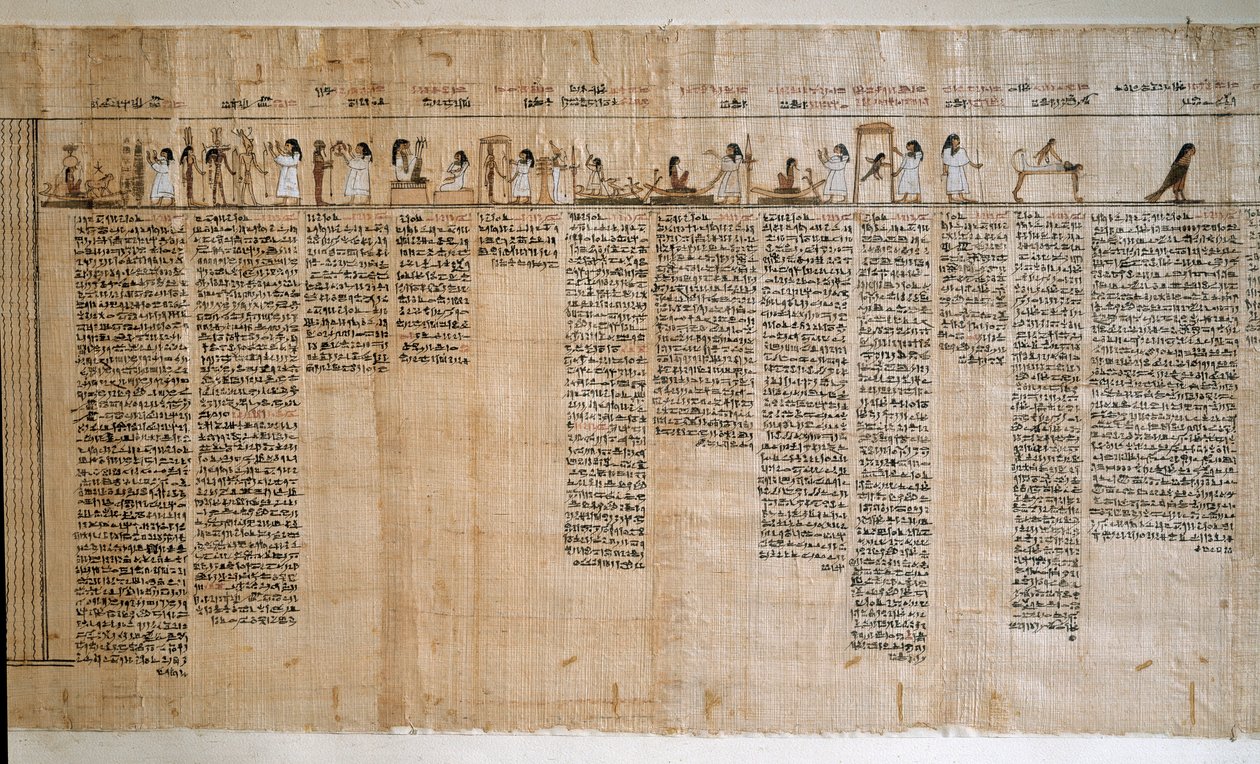Mısır Eski Eseri: Bir Ölüler Kitabının Papirüsü. Ptolemaios dönemi. Torino, Mısır Müzesi - Eski Mısır: Ölüler Kitabı