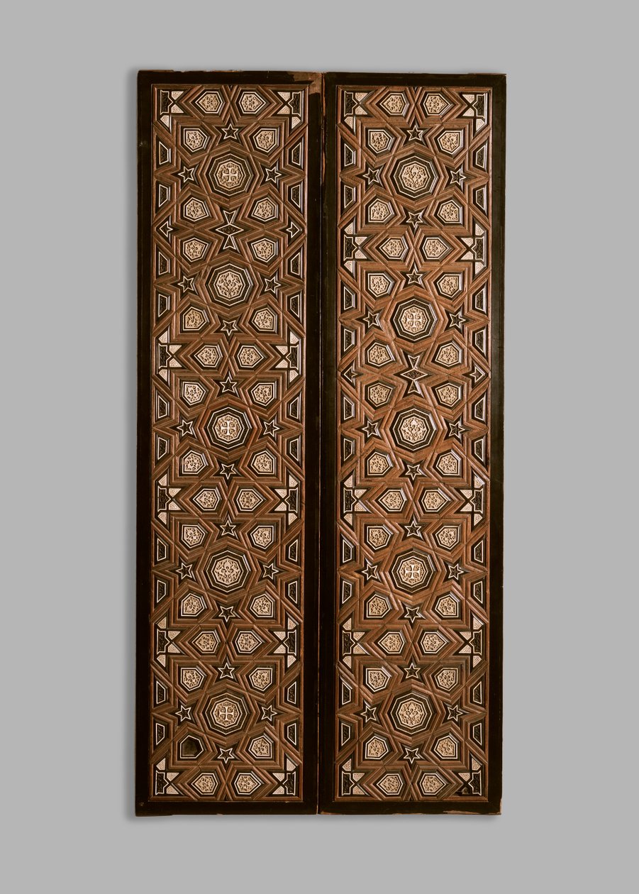Fildişi ve abanoz kakma iki panel, 14. yüzyıl by Egyptian School