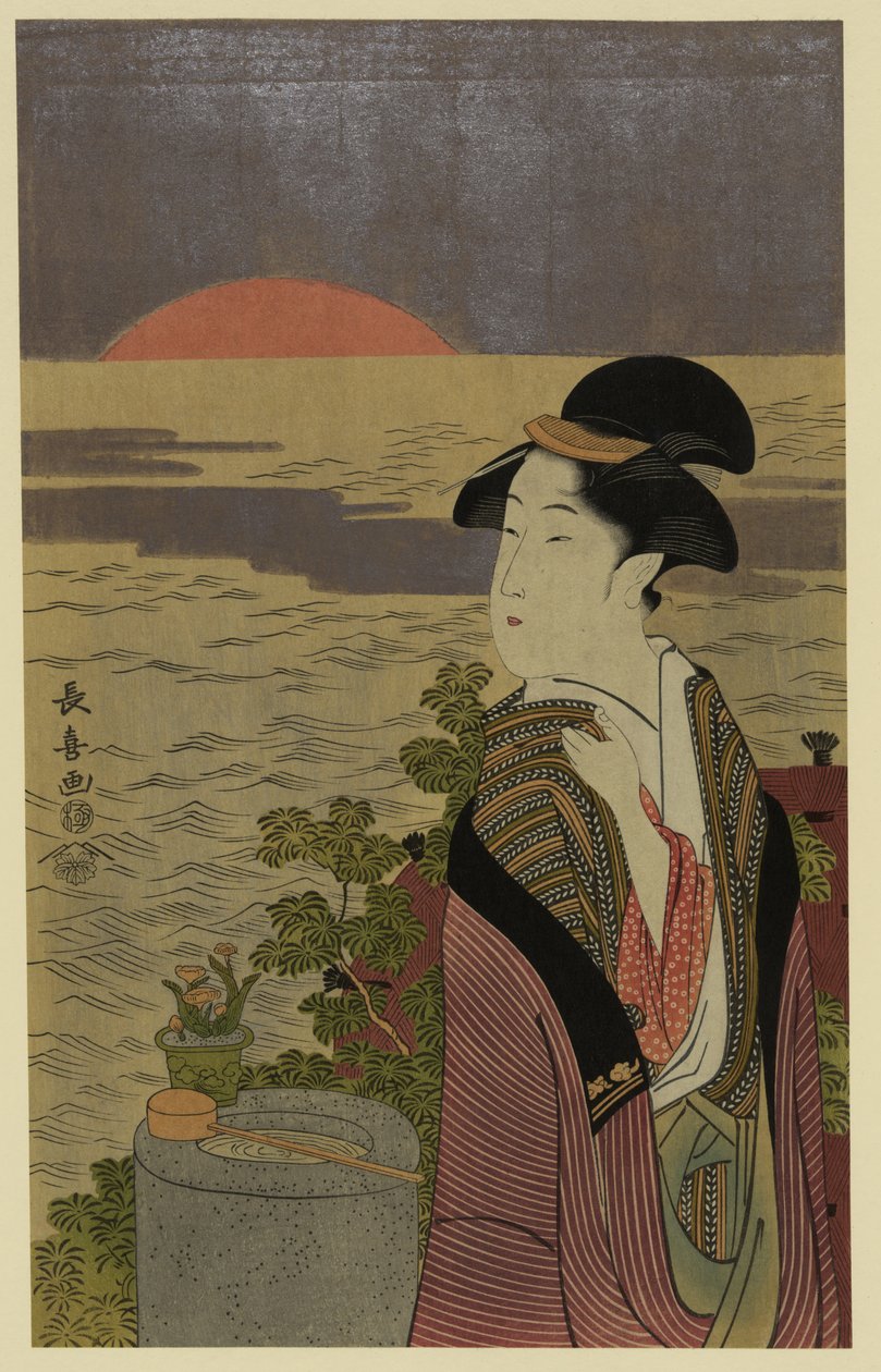 Japon ukiyo-e tam renkli tahta baskı by Eishōsai Chōki