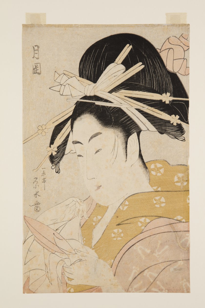 Hyogo Kuruluşundan Nezaket Tsukioka (renkli tahta baskı) by Eisui Ichirakutei