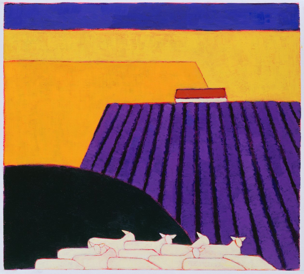 Koyun ve Lavanta Tarlaları, 2004 (kağıt üzerinde akrilik) by Eithne Contemporary Artist Donne