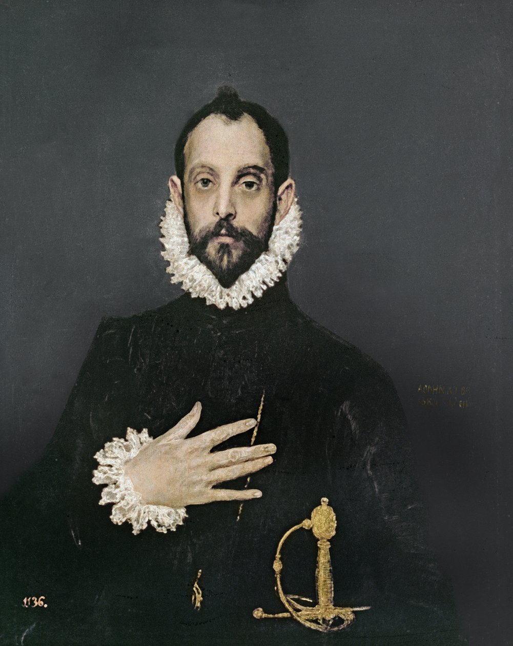 Eli göğsünde beyefendi, c.1580 by El Greco