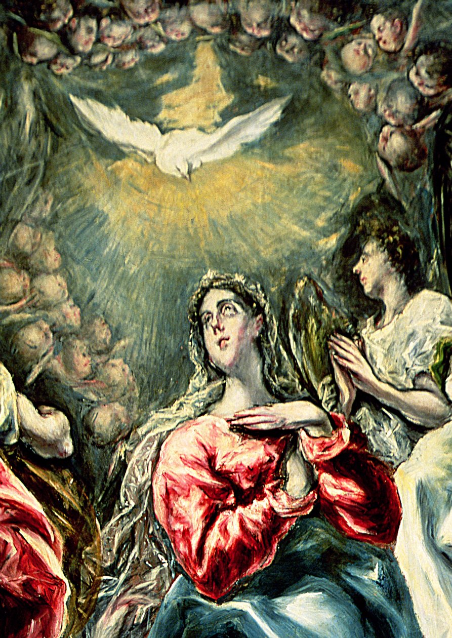 The Immaculate Conception, 1607-13 (tuval üzerine yağlı boya (90015 detayı) by El Greco
