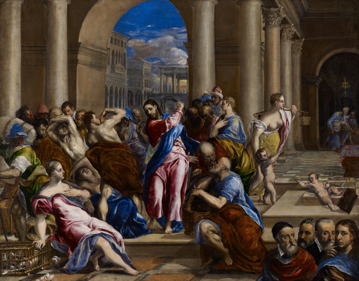 Mesih, Para Değiştirenleri Tapınaktan Sürerken, 1570 dolayları (tuval üzerine yağlı boya) by El Greco