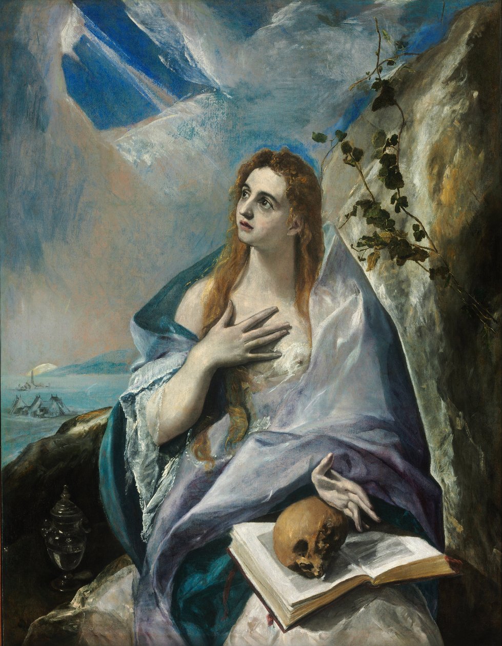 ""La Madeleine repentante"" Tablo Domenikos Theotokopoulos dit El Greco (1541-1614) 16eme siecle - El Greco, Dominico (1541-1614) - 1577 - Tuval üzerine yağlı boya - 156.5x121 - Szepmuveszeti Muzeum, Budapeşte by El Greco