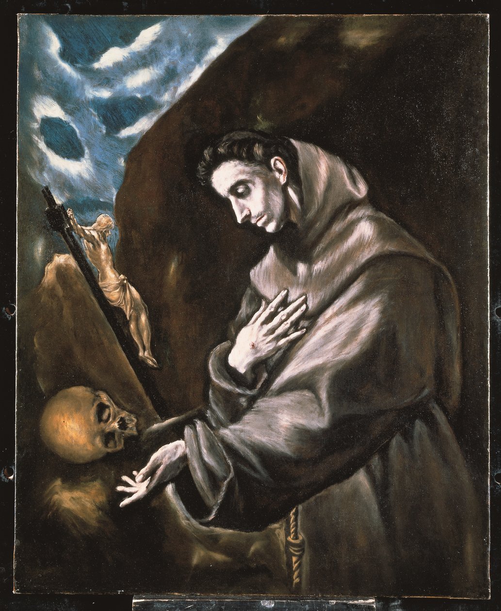 Meditasyonda Duran Aziz Francis (tuval üzerine yağlıboya) by El (1541-1614) Greco