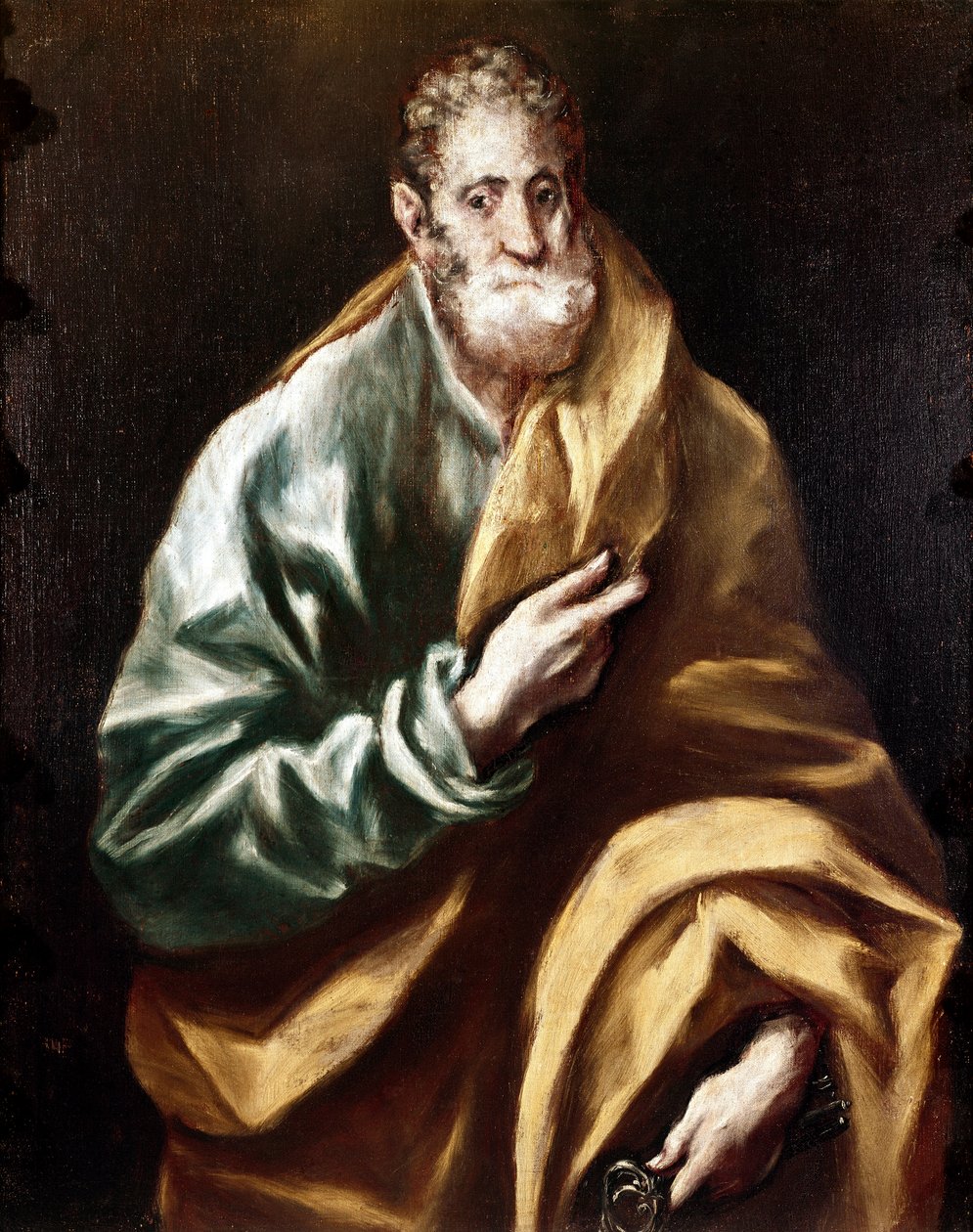 Toledo Katedrali Havariliği: Apotre Saint Peter. Domenikos Theotokopoulos dit El Greco tarafından tablo (1540-1614) by El Greco