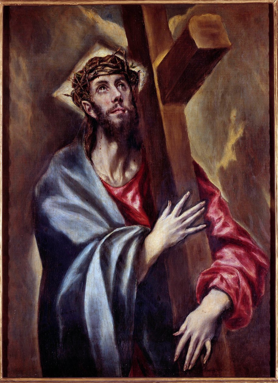 İsa'nın haç taşıyan tablosu Domenikos Theotokopoulos dit El Greco (1541-1614) 1605 Güneş. 1,08x0,78 m Madrid, Prado Müzesi - Haçı taşıyan İsa. El Greco (1541-1614) olarak bilinen Domenikos Theotokopoulos'un resmi 1605. 1.08 x 0.78 m. Prado Muş by El Greco