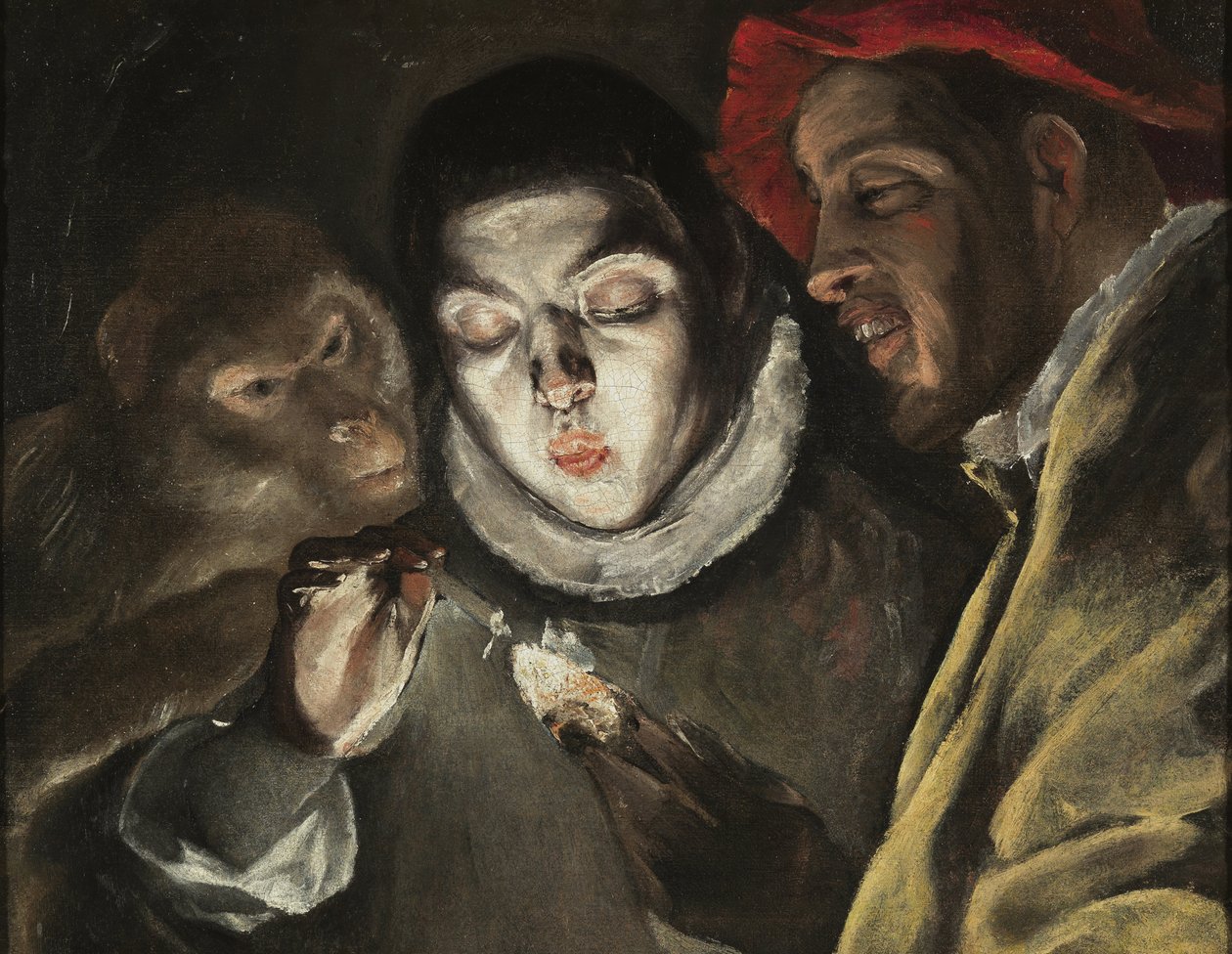 La fabl - Peinture de Dominicos Theotokopoulos dit Le Greco (1541-1614), huile sur toile (50.5x63.6 cm), vers 1580 - (The Fable, tuval üzerine yağlı boya, El Greco) - Museo del Prado, Madrid (Espagne ) by El Greco