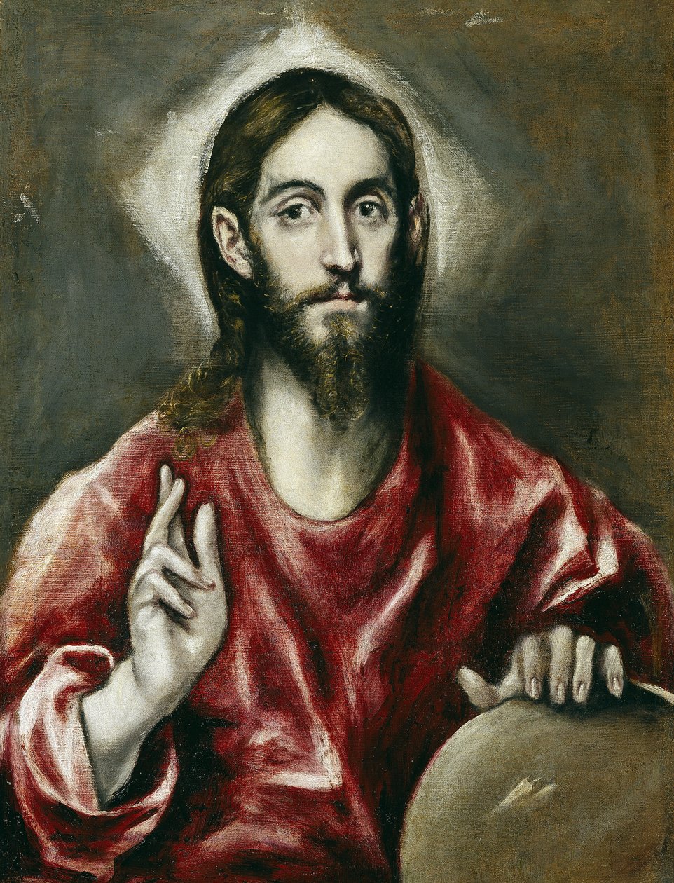 ""Le sauveur du monde"" - Salvator Mundi (Dünyanın Kurtarıcısı) - El Greco, Dominico (1541-1614) - 1608-1614 - Tuval üzerine yağlı boya - 72x55 cm - Museo del Prado, Madrid by El Greco