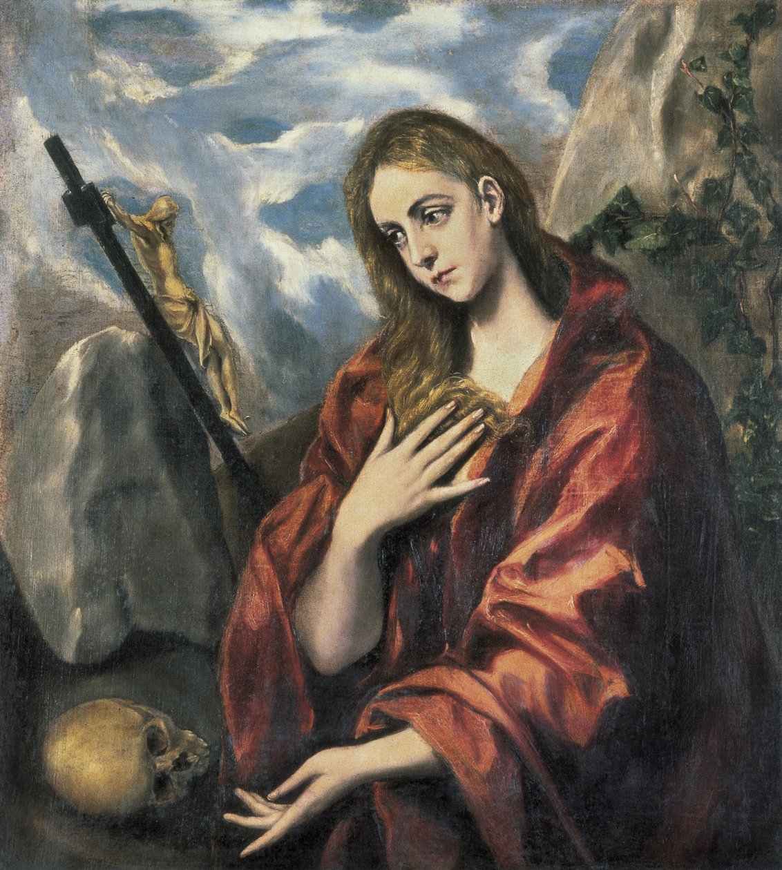 Tövbe içinde Mary Magdalen. 1585-1590 (tuval üzerine yağlı boya) by El Greco