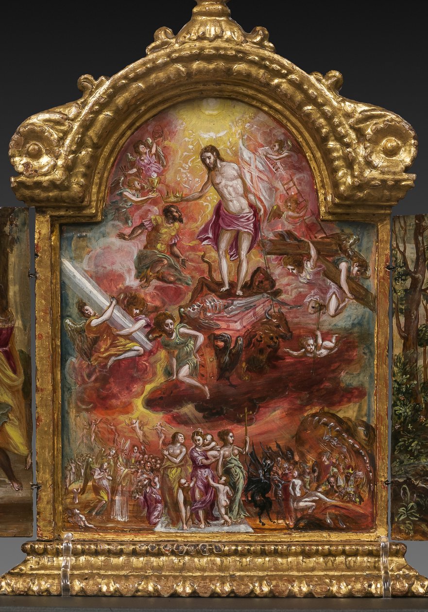 Portatif Sunak: Hristiyan Şövalyesinin bir alegorisini tasvir eden orta panel, 2384586 detayı (panelde tempera grassa) by El Greco
