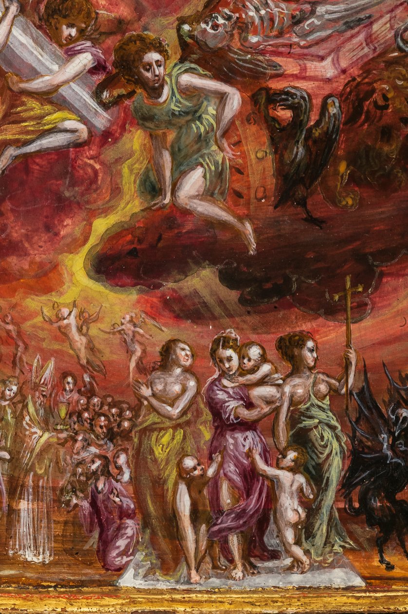 Portatif sunak: Hristiyan Şövalyesinin bir alegorisini tasvir eden orta panel, 2384586 detayı (panelde tempera grassa) by El Greco