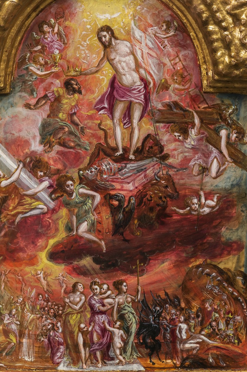 Portatif sunak: Hristiyan Şövalyesinin bir alegorisini tasvir eden orta panel, 2384586 detayı (panelde tempera grassa) by El Greco
