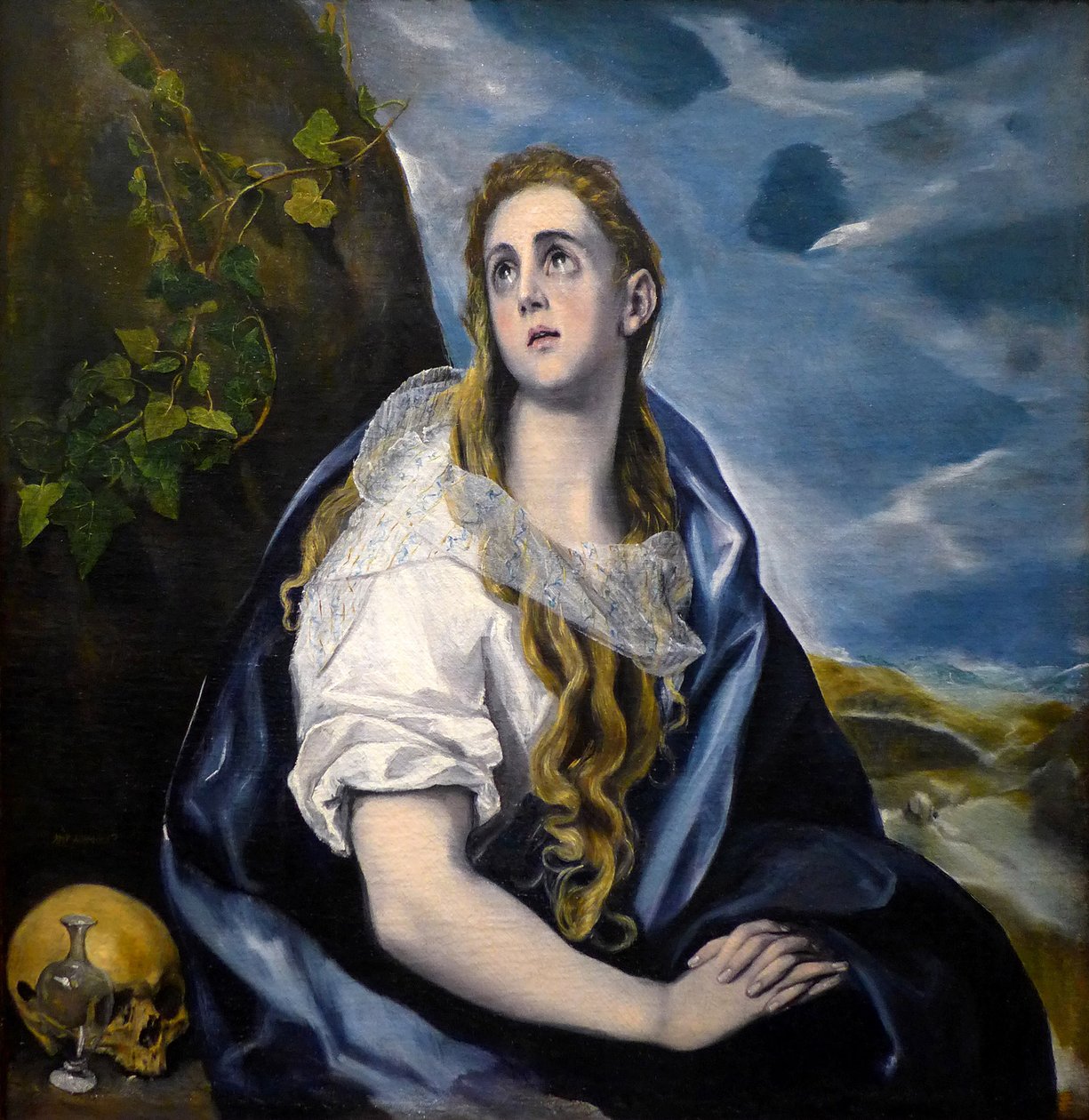 Aziz Mary Magdalene Penitente, Domenikos Theotokopoulos tarafından yapılan resim (tuval üzerine yağlıboya c. 1584, vanit) Greco (1541-1614) - Greco, Domenico Theotocopuli, El (1541-1614). Tövbe içinde Mary Magdalen. c. 1584. Tuval üzerine yağlı boya. Worce by El Greco