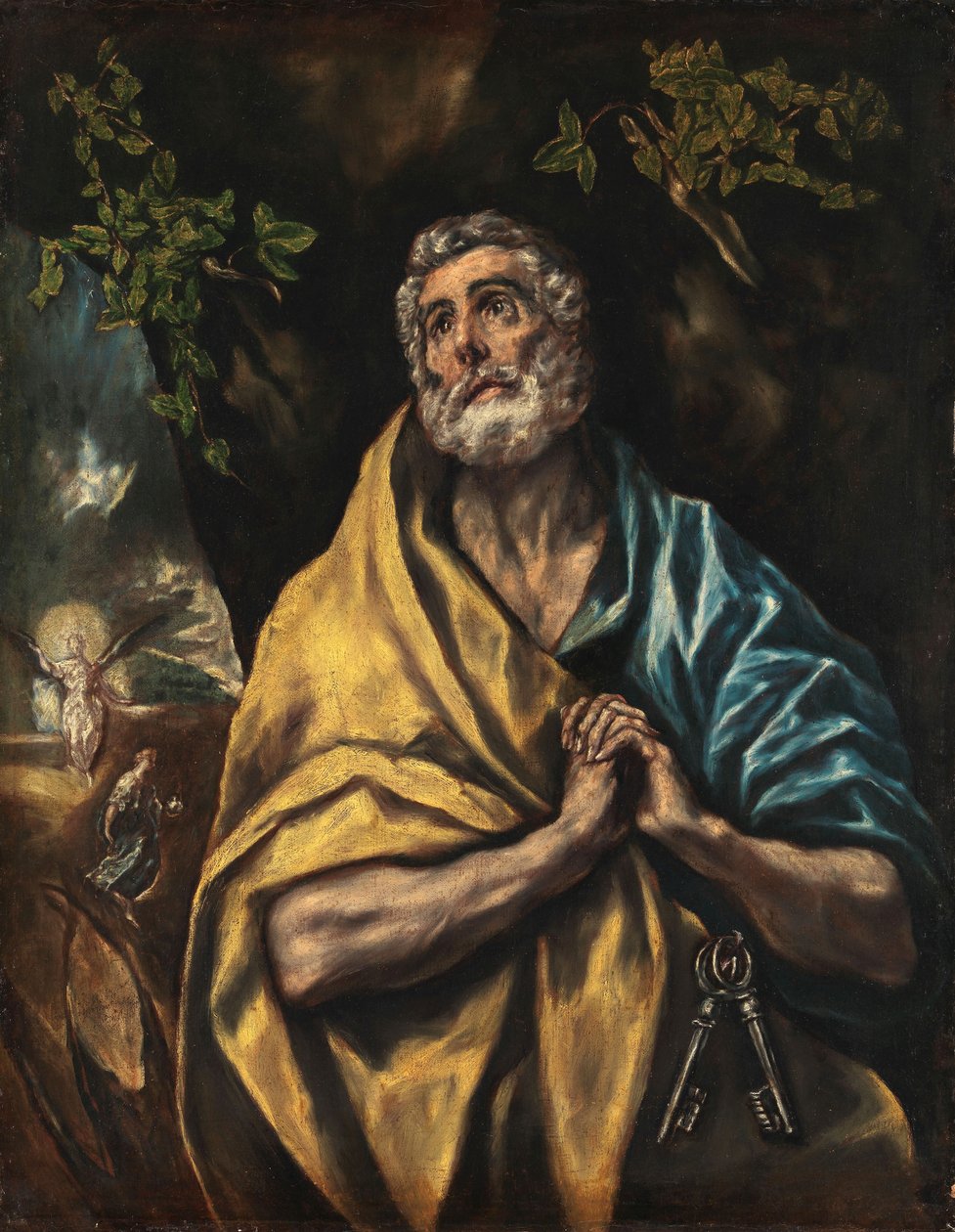 Aziz Peter Tövbekar, c.1590 (tuval üzerine yağlı boya) by El Greco
