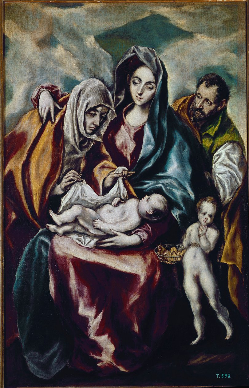 Bakire ve Çocuk (Vaftizci Yahya ve Aziz Anne ile Kutsal Aile) (tuval üzerine yağlı boya by El Greco