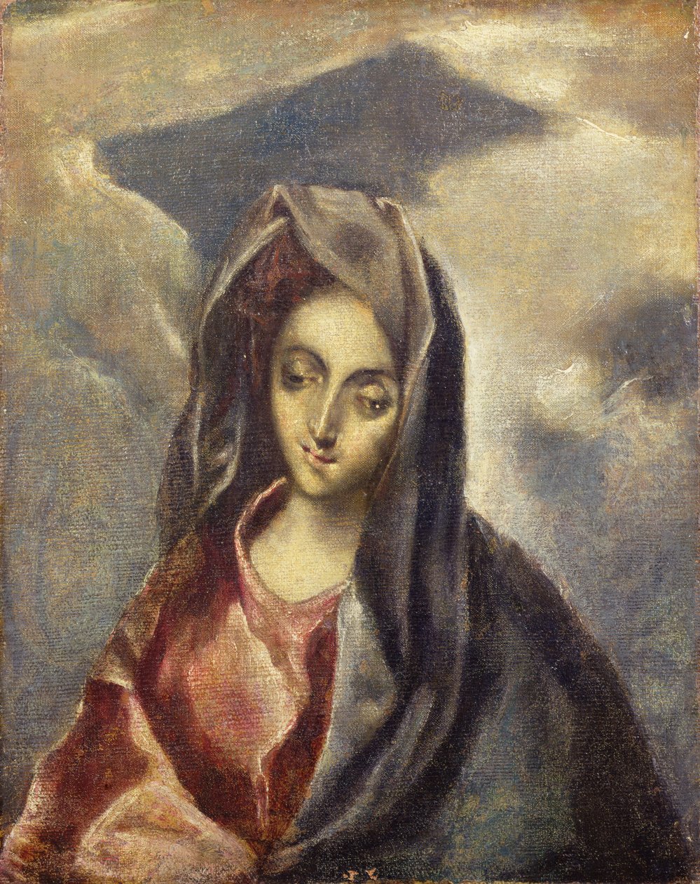 Madonna, c.1600 (tuval üzerine yağlı boya) by El Domenico (after) Greco