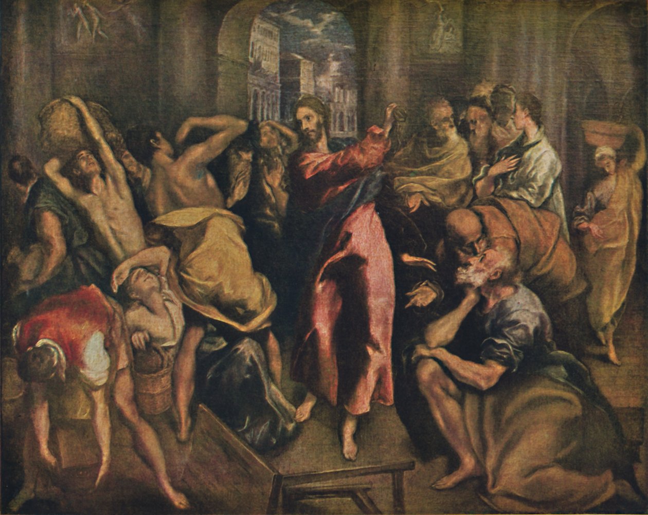 Die Tempelreinigung, Mesih Tapınağı Temizliyor, c1570, 1938 by El Greco
