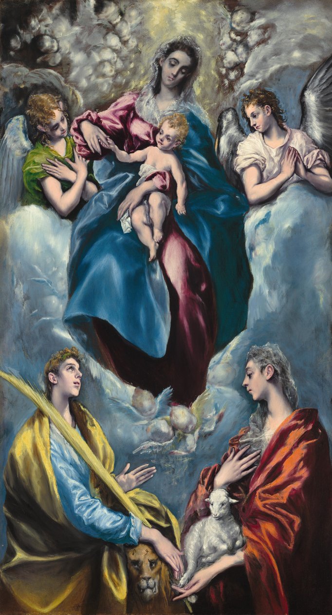 Aziz Martina ve Aziz Agnes ile Madonna ve Çocuk, 15971599. by El Greco