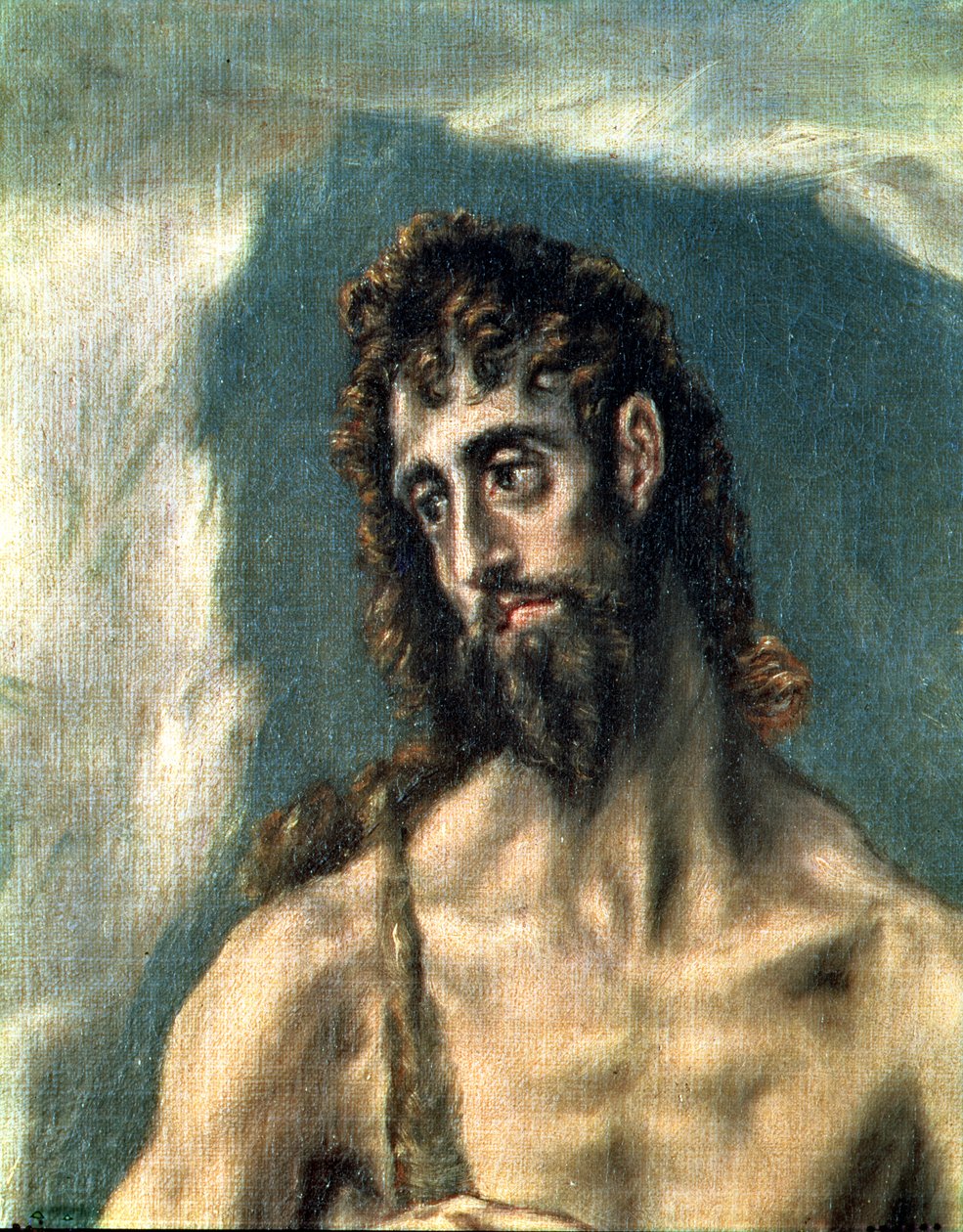 SS. Evangelist Yahya ve Vaftizci Yahya, Vaftizci detayı, 1605-10 tuval üzerine yağlı boya, 86552 by El Greco