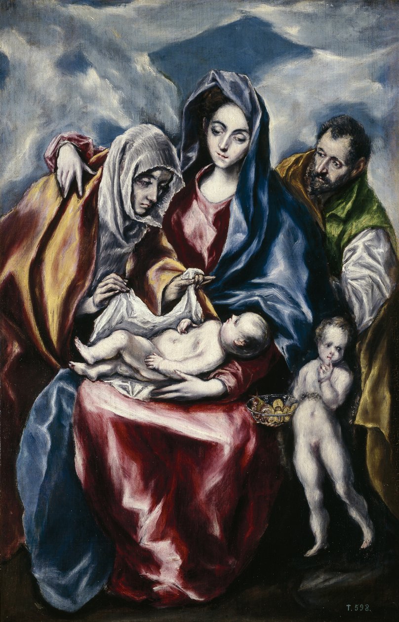 Çocukken Aziz Anne ve Vaftizci Yahya ile Kutsal Aile, ca. 1600 by El Greco