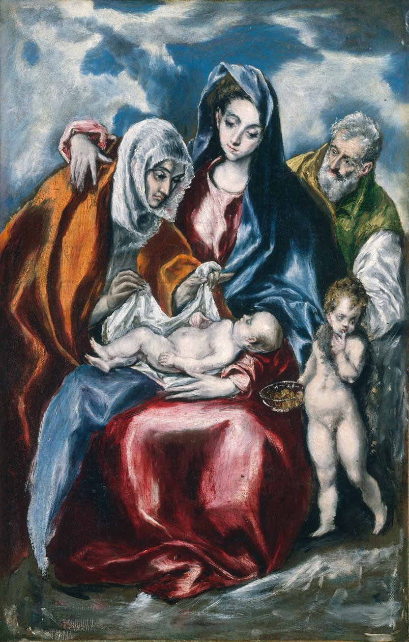 Aziz Anne ve Bebek Vaftizci Yahya ile Kutsal Aile, c.1595-1600 by El Greco