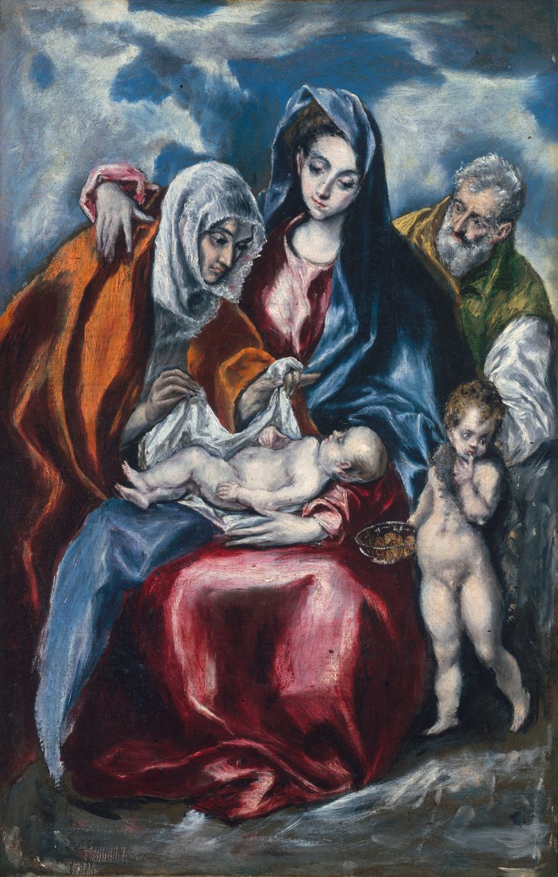 Aziz Anne ve Bebek Vaftizci Yahya ile Kutsal Aile, c. 15951600. by El Greco