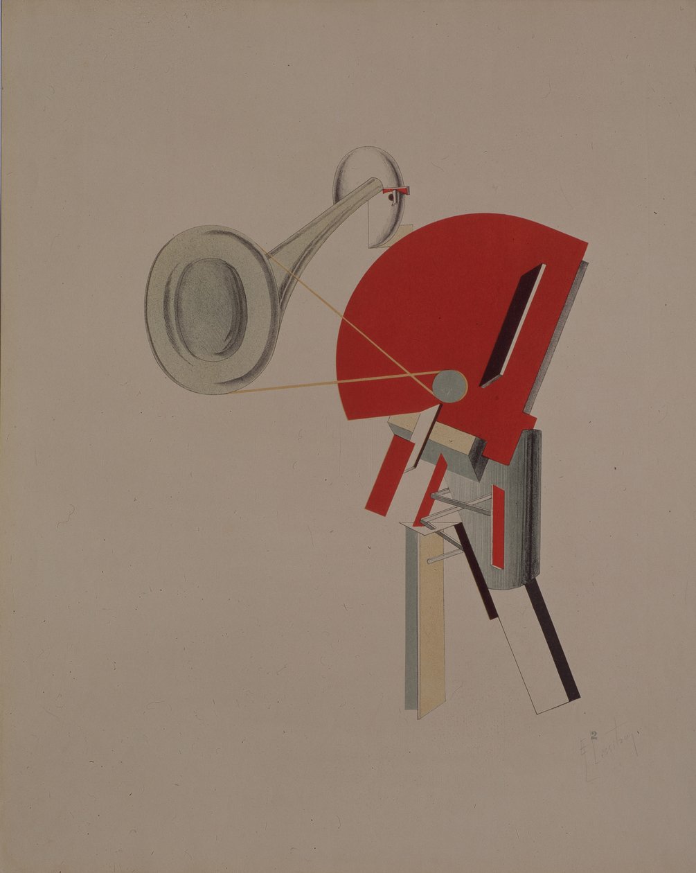 okuyucu. A. Kruchenykh, 1920-1921 tarafından Güneşe Karşı Zafer operası için heykelcik by Eliezer Markowich Lissitzky