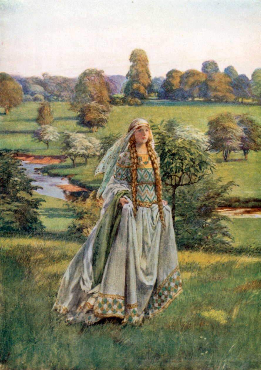 Guinevere. Tennyson (renkli taş baskı) by Eleanor Fortescue-Brickdale