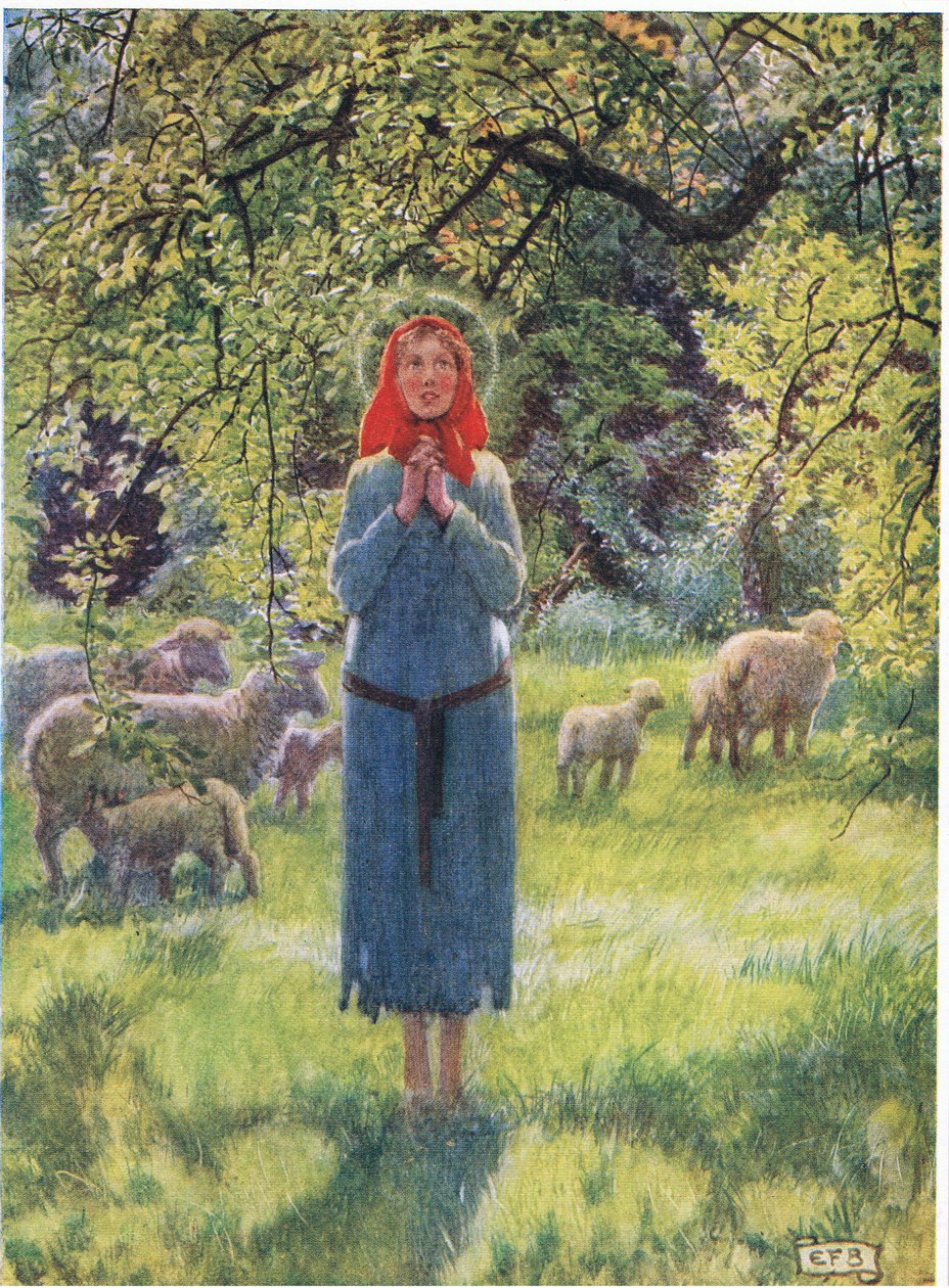 Joan of Arc: Rüzgarda garip sesler duydum. (lito) by Eleanor Fortescue Brickdale