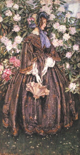 Şemsiyeli Bayan (kağıt üzerine sulu boya) by Eleanor Fortescue Brickdale