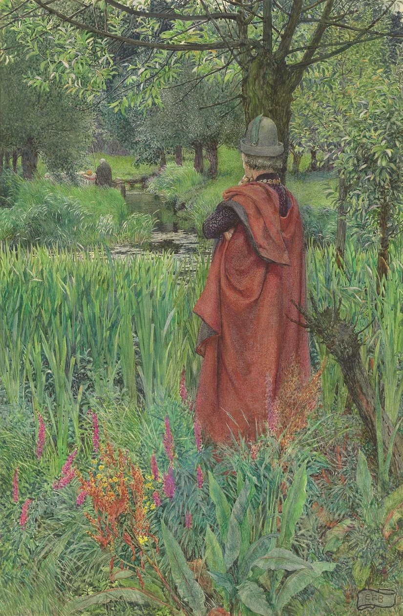 Lancelot ve Elaine: Elveda, güzel Lily (kalem ve sulu boya, gövde rengiyle ve kağıda karalamayla vurgulandı) by Eleanor Fortescue Brickdale