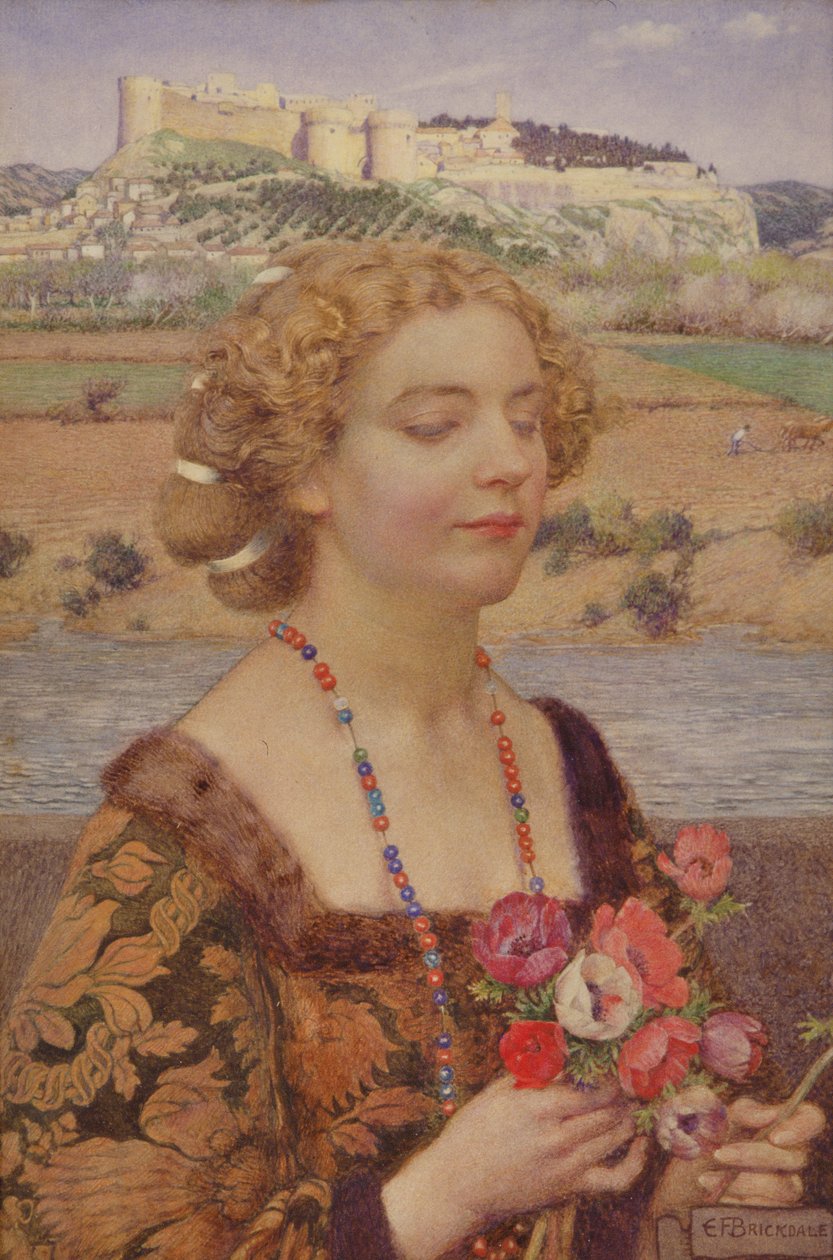 Avignonlu Laura (kağıt üzerine sulu boya) by Eleanor Fortescue Brickdale