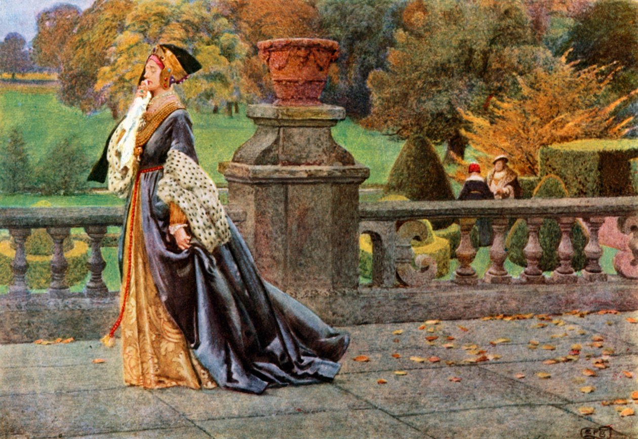 Kraliçe Katharine. Shakespeare. Kral Henry VIII (renkli taş baskı) by Eleanor Fortescue-Brickdale